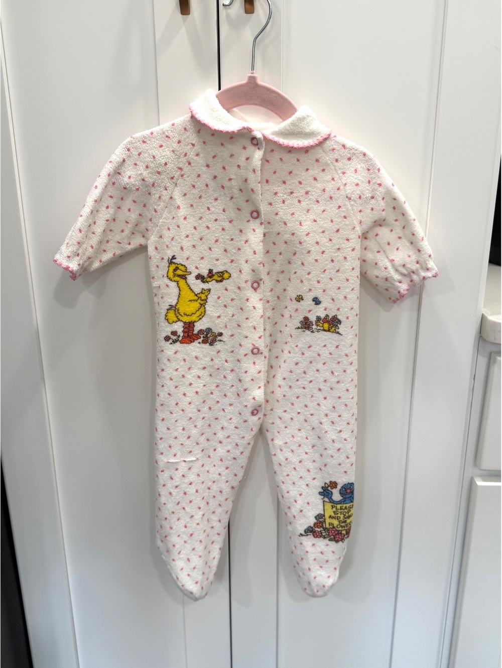 Vintage Baby Onesie with Big Bird and Sesame Street Characters, Size Newborn